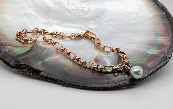 Akoya Natural Pearl Fancy Link Belcher Bracelet