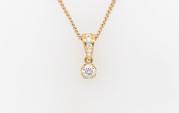 Diamond Solitaire Pendant with Diamond Bale