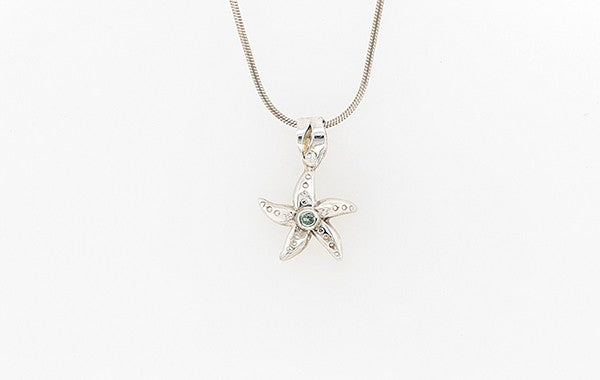 Starfish Pendant with Tourmaline Blue/Green