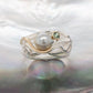 Akoya Pearl Natural & Green Sapphire Ring