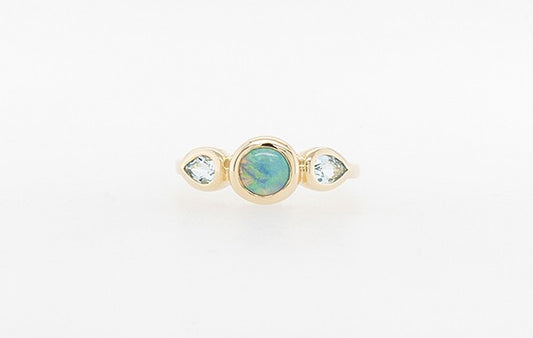 Opal & Pear Aquamarine Ring
