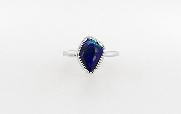 Opal Solid Black Geometric Ring