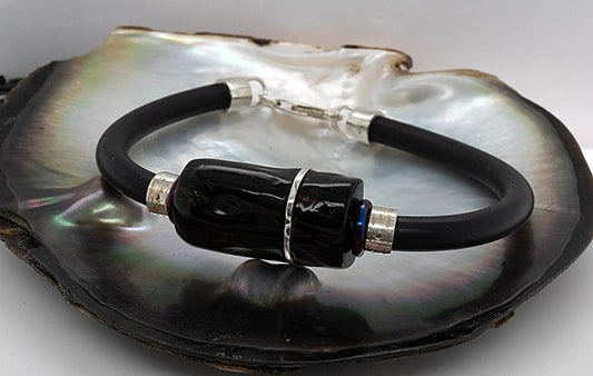 Black Coral & Titanium Gents Neoprene Bracelet
