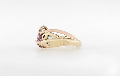 Pink Sapphire & Diamond Scroll Ring