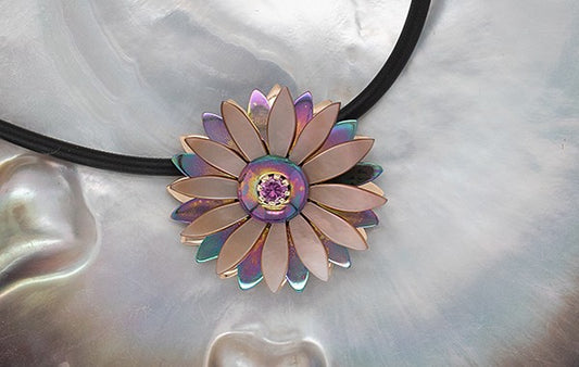 Everlasting Flower Mother of Pearl & Titanium Pendant