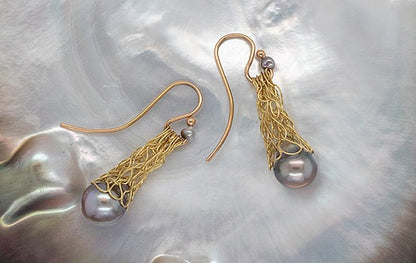 Knitted Pearl Earrings