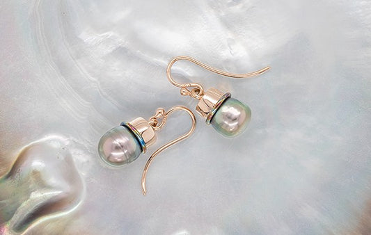 Baroque Pearl & Titanium Earrings