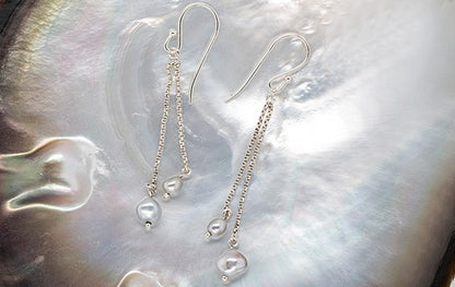 Keshi Drop Earrings 4 x Pearls