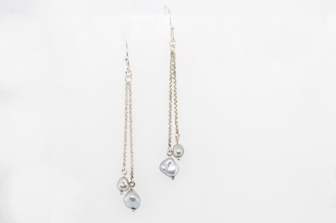 Keshi Drop Earrings 4 x Pearls