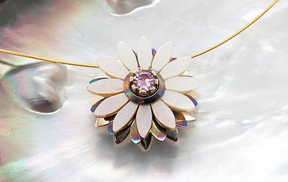 Everlasting Flower Pendant with Pink Sapphire