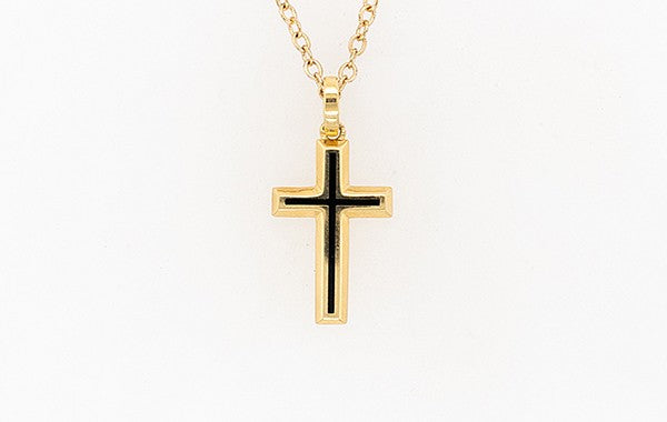 Cross with Black Enamel Pendant