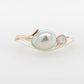 Keshi Pearl & Diamond Ring Silvery