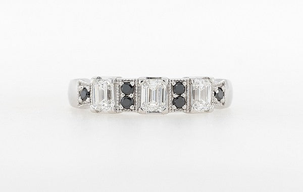 Black Diamond & Emerald Cut Ring