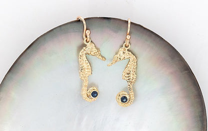 Seahorse Sapphire Earrings