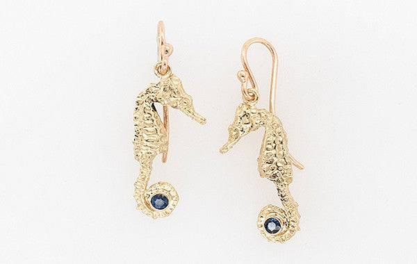 Seahorse Sapphire Earrings