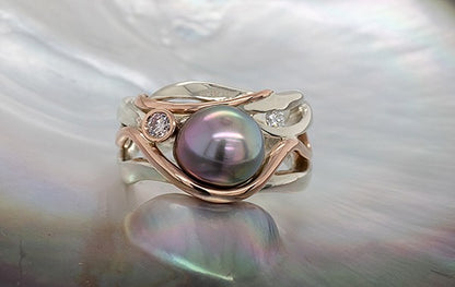 Pearl & Pink Diamond Ring, Pink Pearl