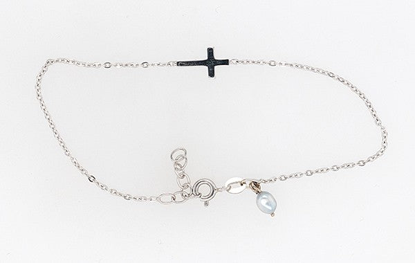 Cross Bracelet with Keshi Pearl