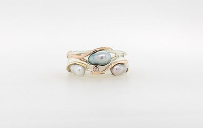 Pink Diamond and Keshi Pearl 'River Stone Ring'