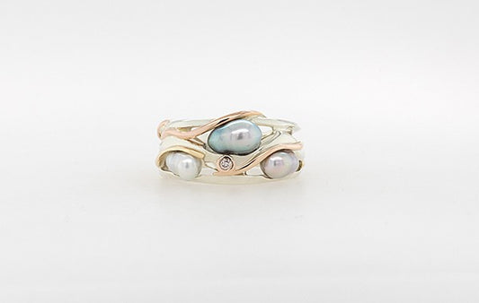 Pink Diamond and Keshi Pearl 'River Stone Ring'