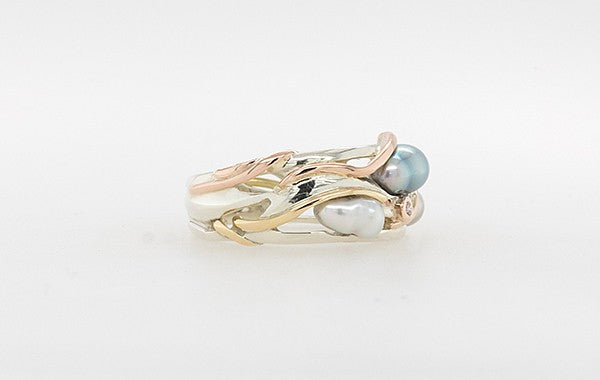 Pink Diamond and Keshi Pearl 'River Stone Ring'