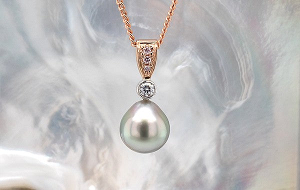 Pearl Pink & White Diamond Pendant