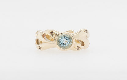 Aquamarine & Champagne Diamonds Ring