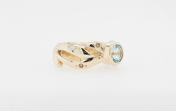 Aquamarine & Champagne Diamonds Ring