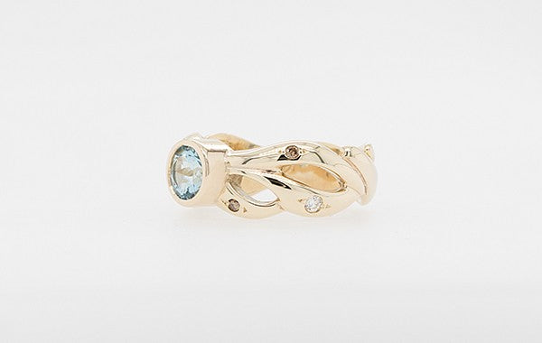 Aquamarine & Champagne Diamonds Ring