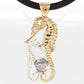 Seahorse Mother and Baby Diamond Keshi Pendant