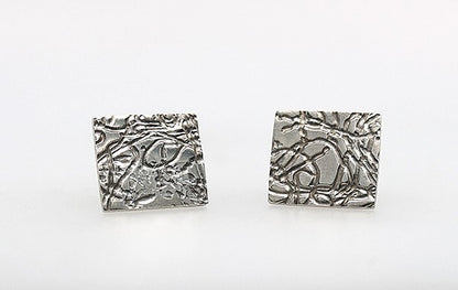 Square Embossed SS Stud Earrings