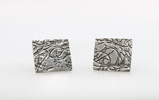 Square Embossed SS Stud Earrings