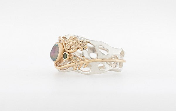 Geraldton Wax 'In the Wild' Keshi Diamond & Sapphire Ring