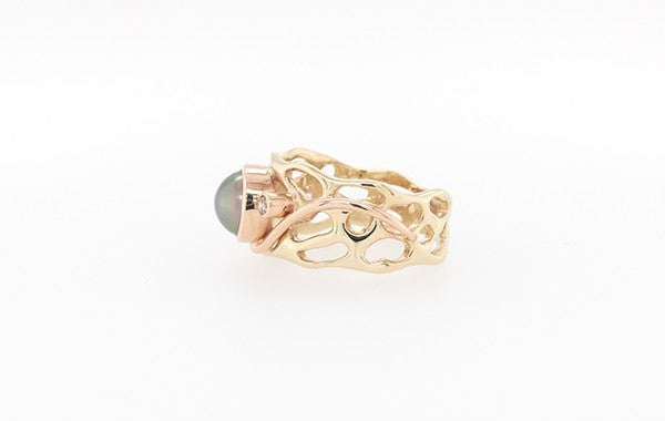 In The Wild Champagne Diamond & Pearl Ring 9YR