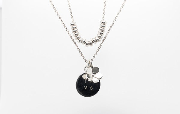 Geraldton Wax 'Love' Double Chain Necklace SS