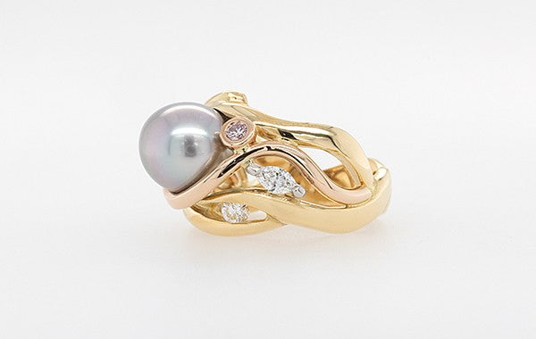 Pearl & Pink Diamond Ring