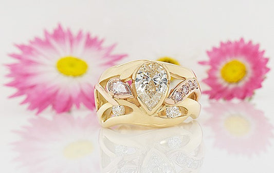 Pretty in Pink 1.22ct Pear with Pink Diamonds Ring