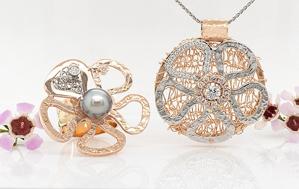 Floral Extravaganza Pink Diamond Pearl Ring