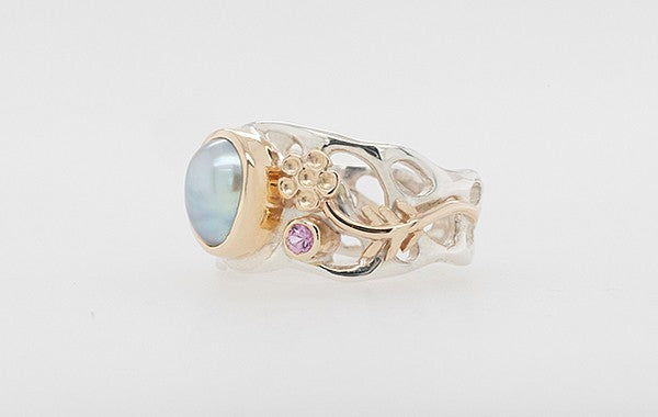 Geraldton Wax 'In The Wild' Pearl, Diamond & Sapphire Ring