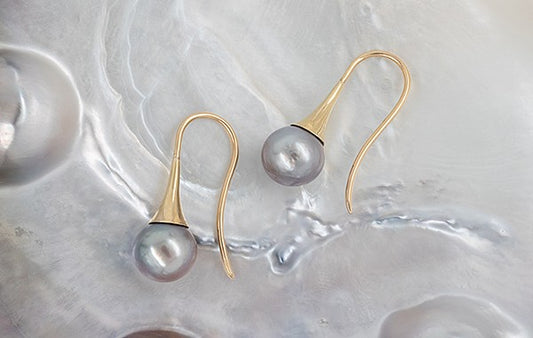 Pearl Flute Earrings 9.35mm