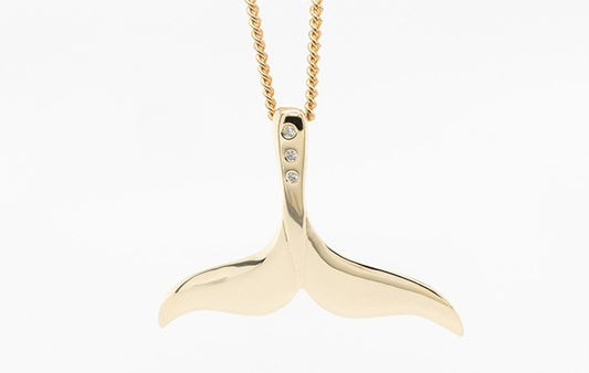 Whale Tail Pendant 9Y Diamonds