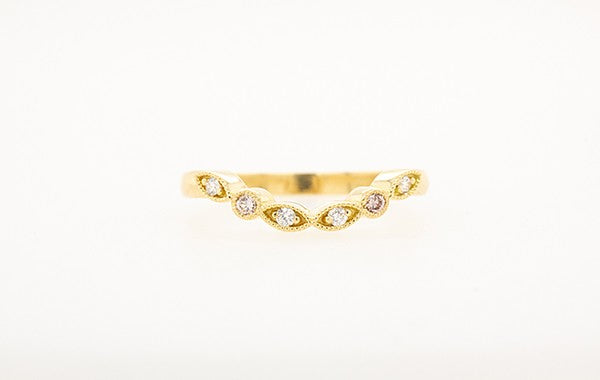 Pink Diamond Leaf Wedding Ring 18Y